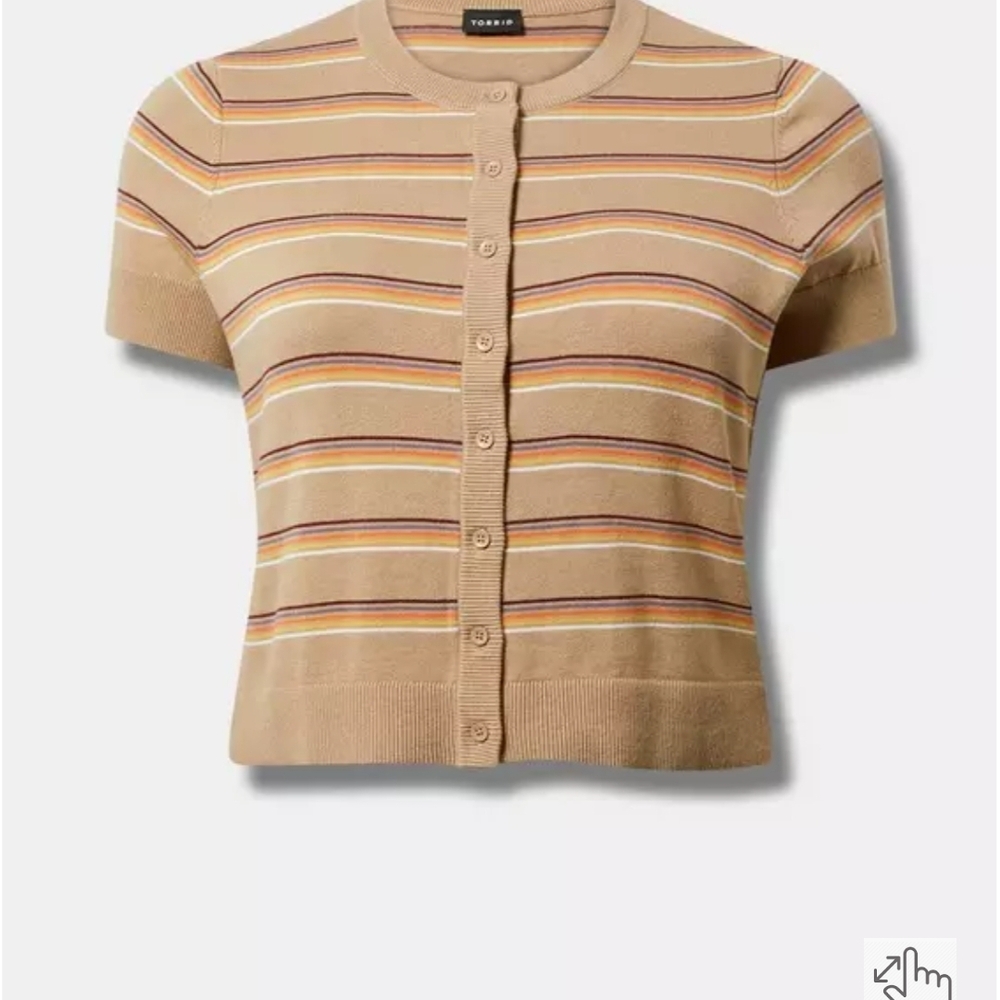 Torrid Tan Striped Button-Up Cardigan